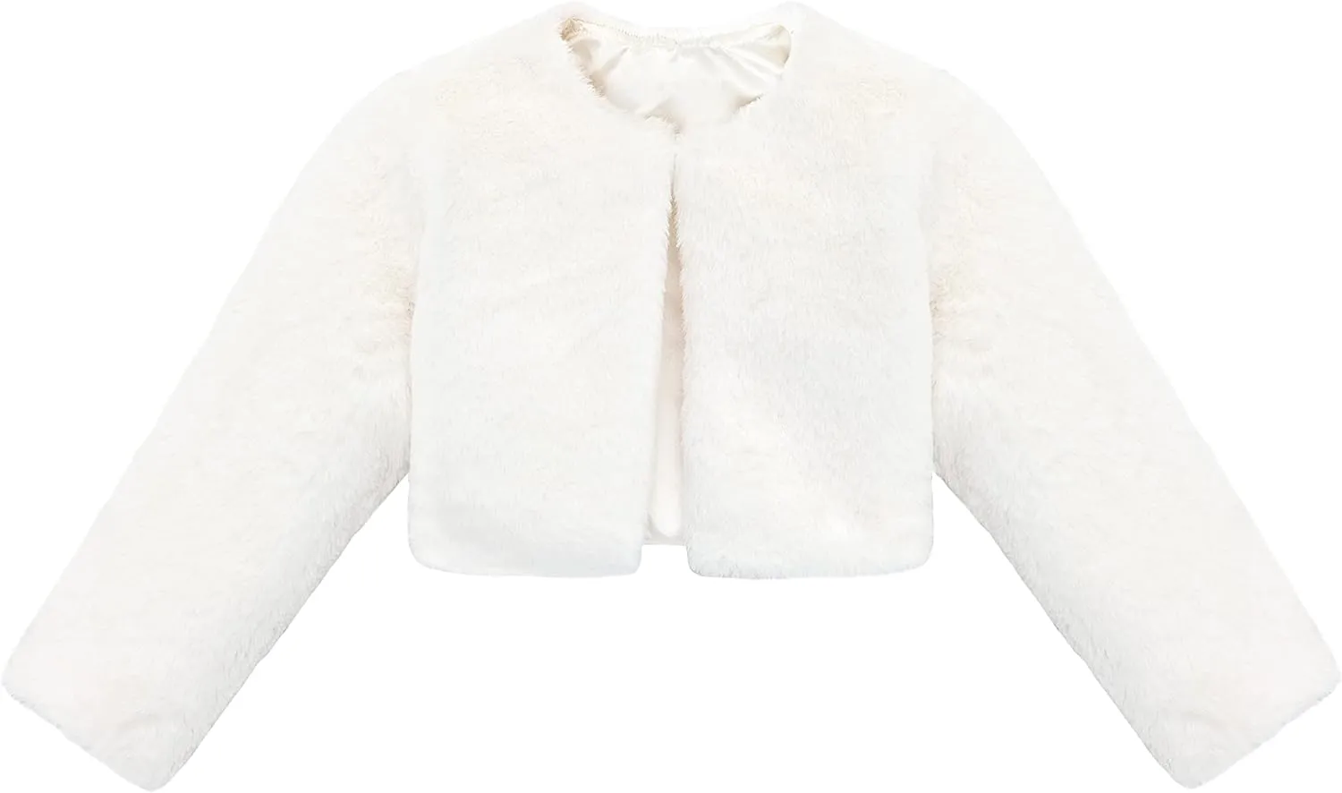 Lilax Girls Cozy Faux Fur Long Sleeve Crew Neck Dress Coat