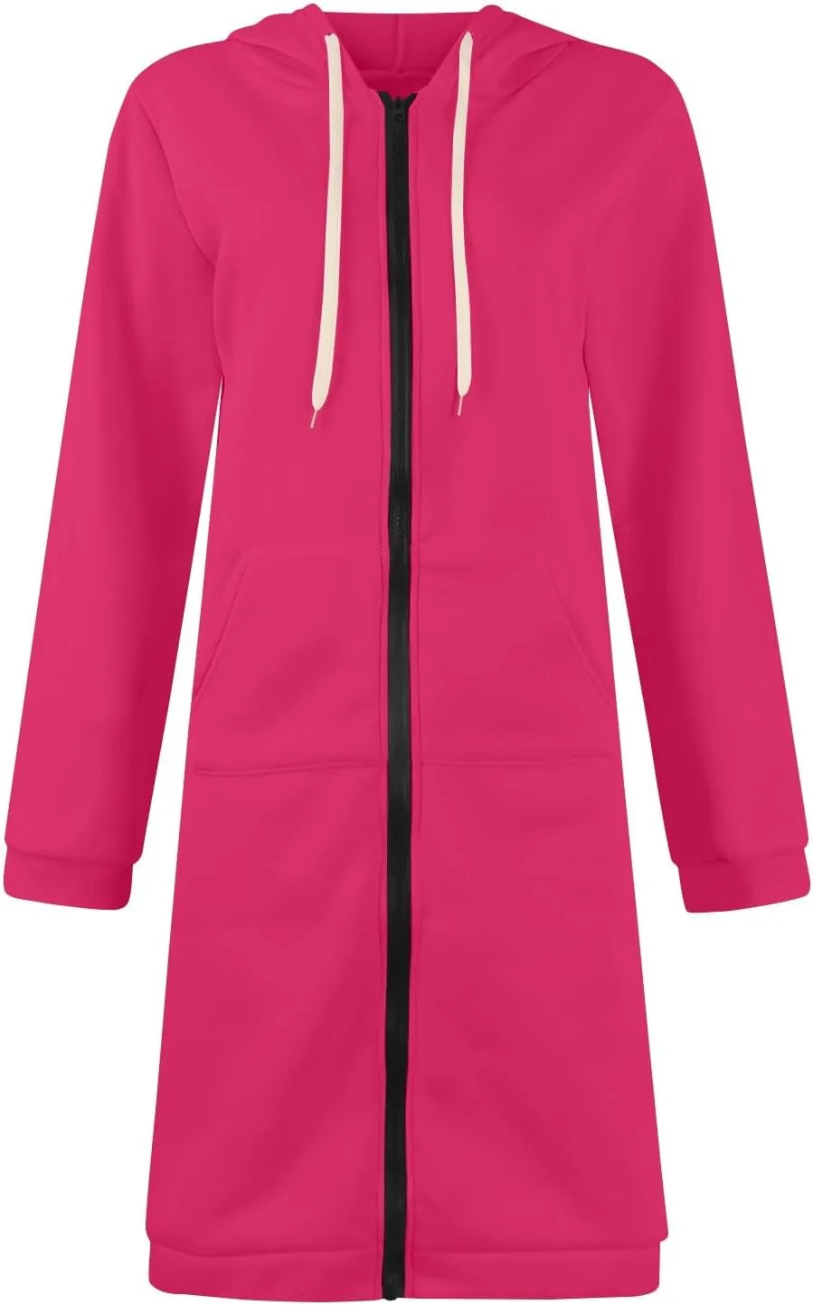 Long Zip Up Hoodie Women Lightweight Cozy Hooded Sweatshirt Jacket Drawstring Open Front Cardigan Hoodies with Pocket