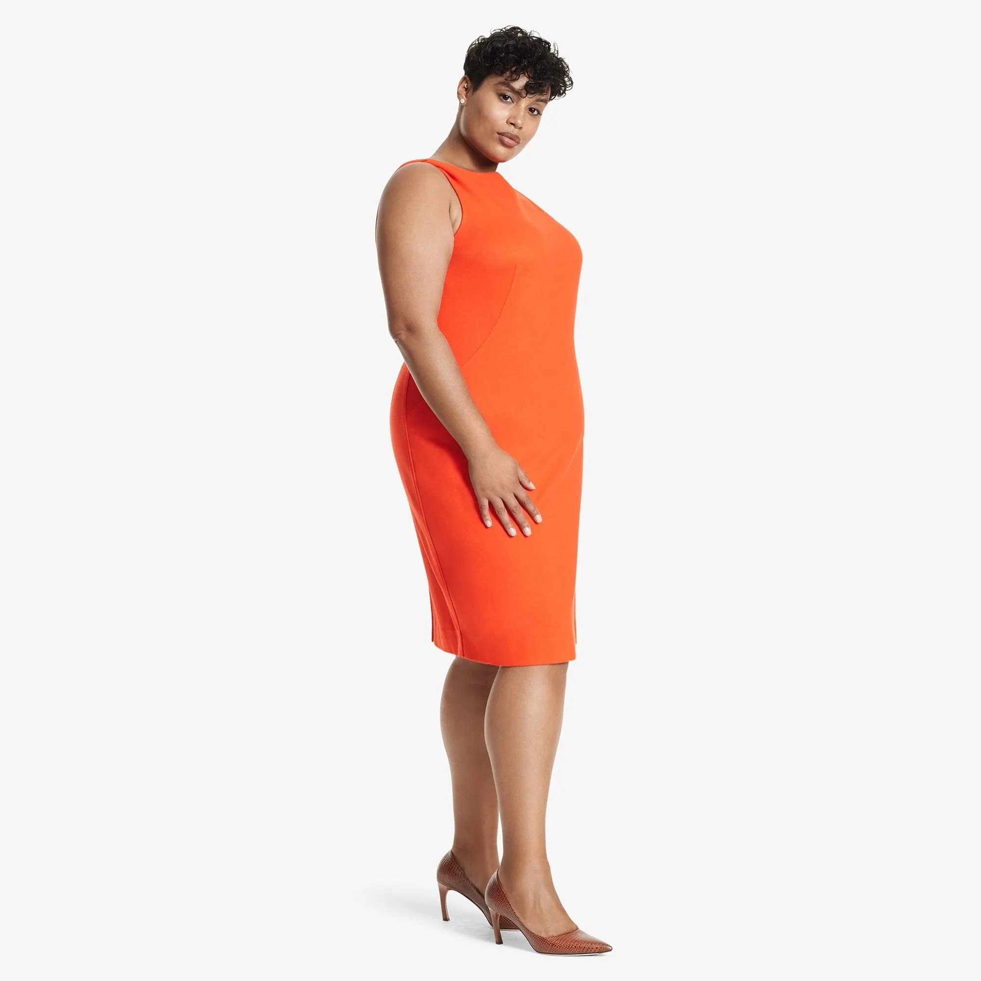 Lydia Dress - Textured Ponte :: Tangerine