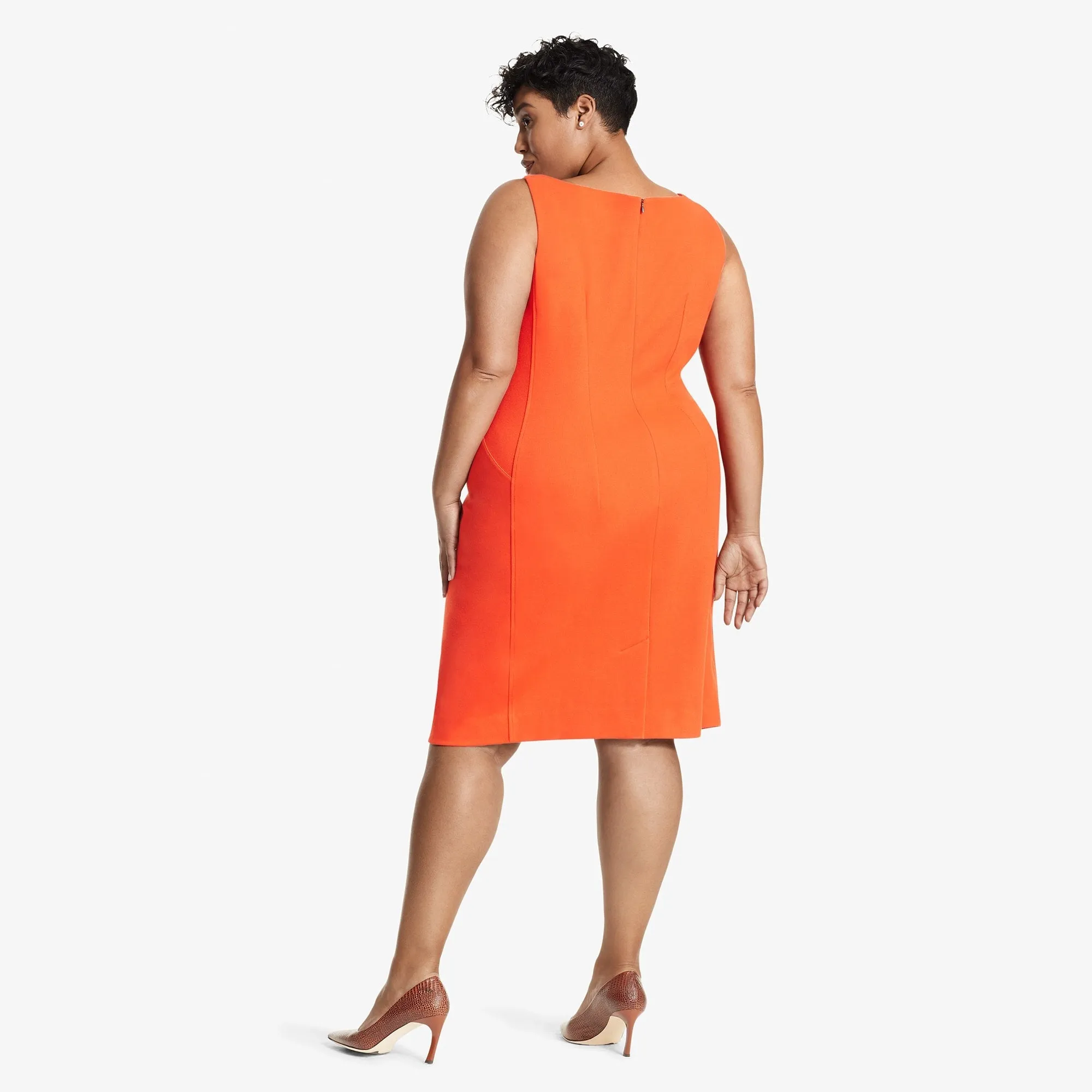 Lydia Dress - Textured Ponte :: Tangerine