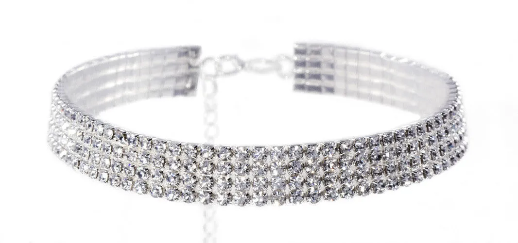 Rhinestone Choker with 4 Rows of Gems