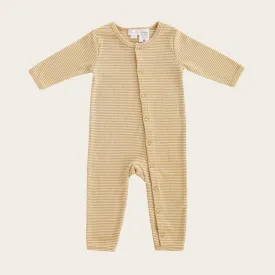 Ribbed Stripe Cotton Onepiece - Caramel Stripe
