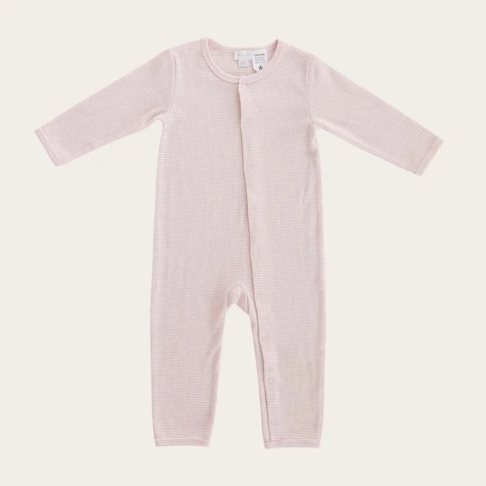 Ribbed Stripe Cotton Onepiece - Lilac Stripe