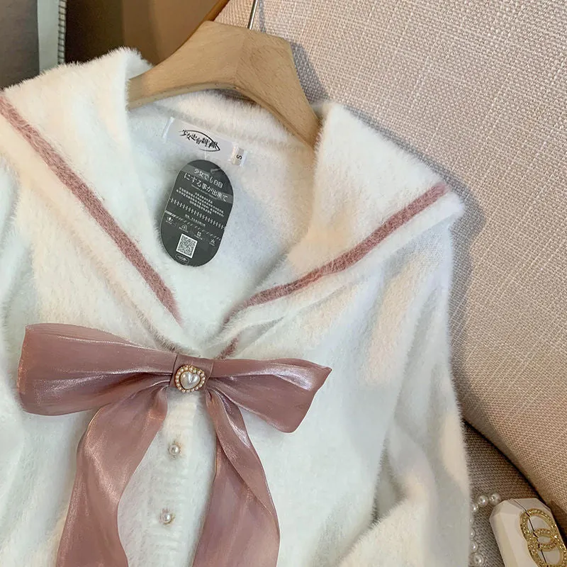 Soft Cropped Sailor Cardigan