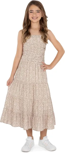Speechless Girls' Sleeveless Pleated Top and Maxi Tiered Skirt Set