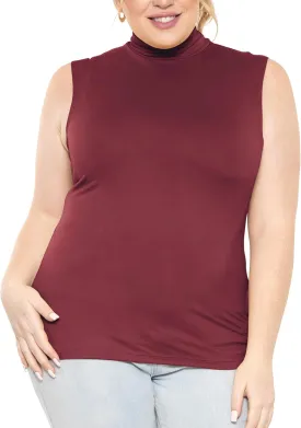 STRETCH IS COMFORT Women's Plus Oh So Soft Sleeveless Mock Neck Top - Perfectly Stylish, Cozy Essential for Everyday XS-5XL