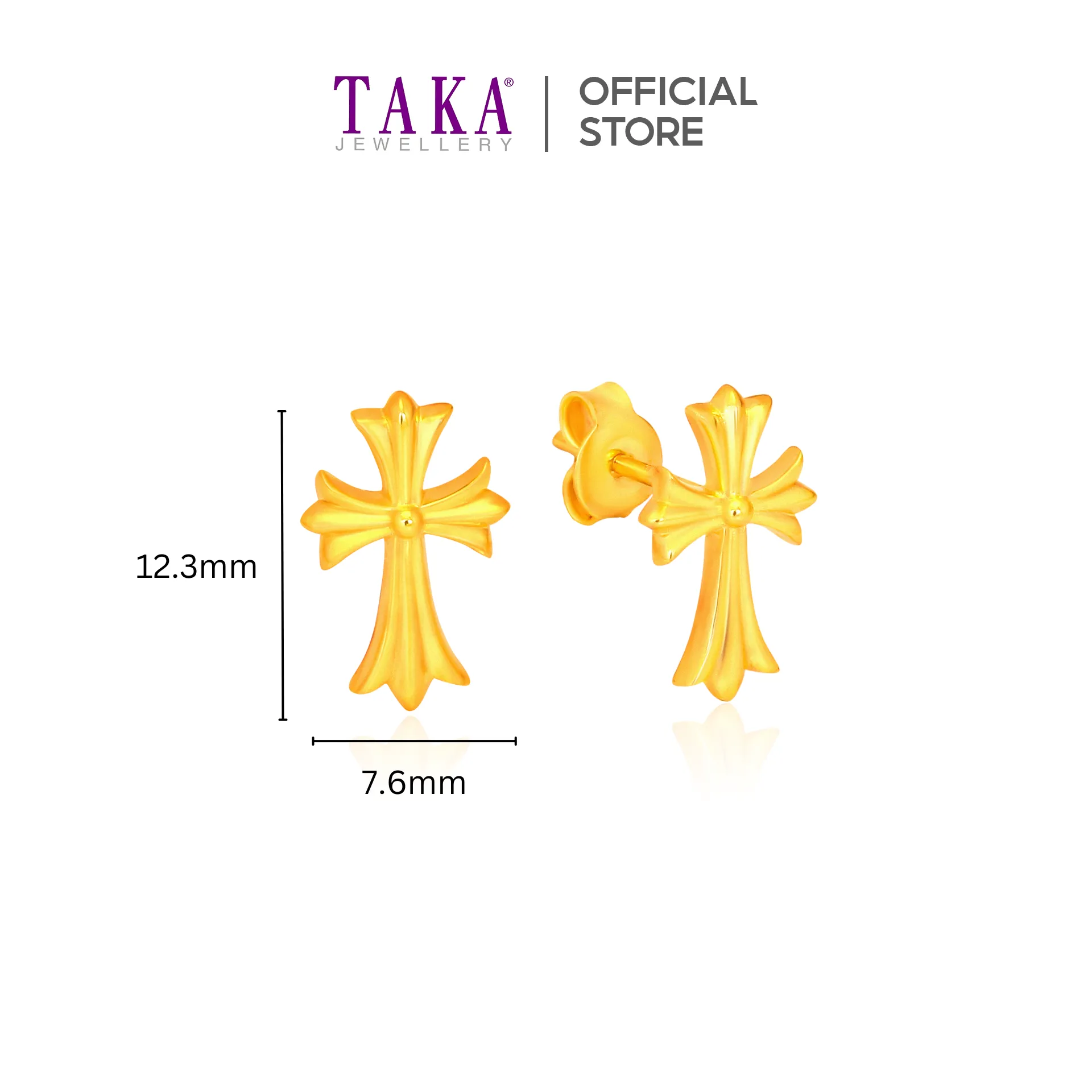 TAKA Jewellery 916 Gold Earrings Cross