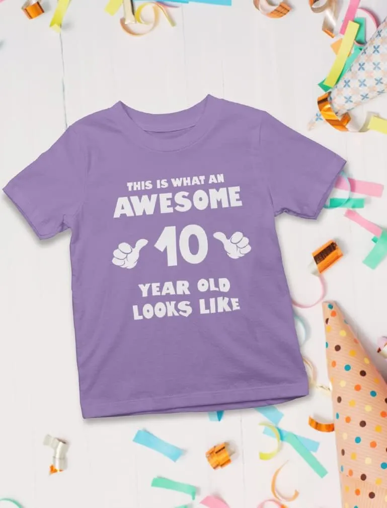 Tstars This is What an Awesome 10 Year Old Looks Like 10th Birthday Shirt Gifts for Girls Boys Youth Kids T-Shirt