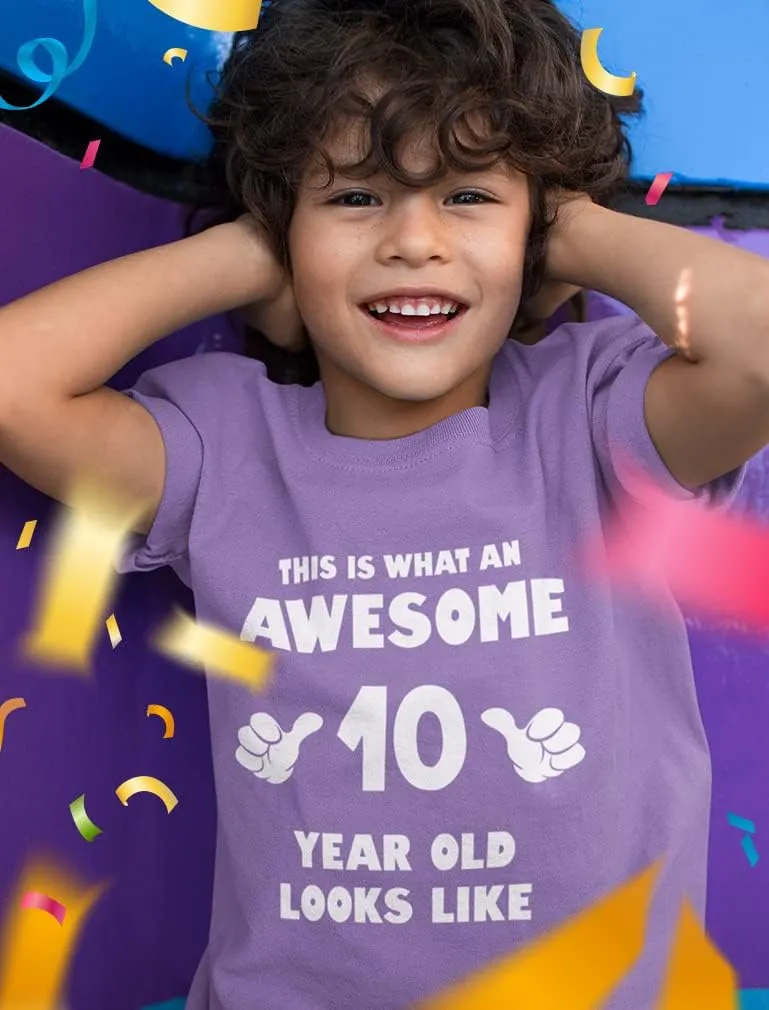Tstars This is What an Awesome 10 Year Old Looks Like 10th Birthday Shirt Gifts for Girls Boys Youth Kids T-Shirt