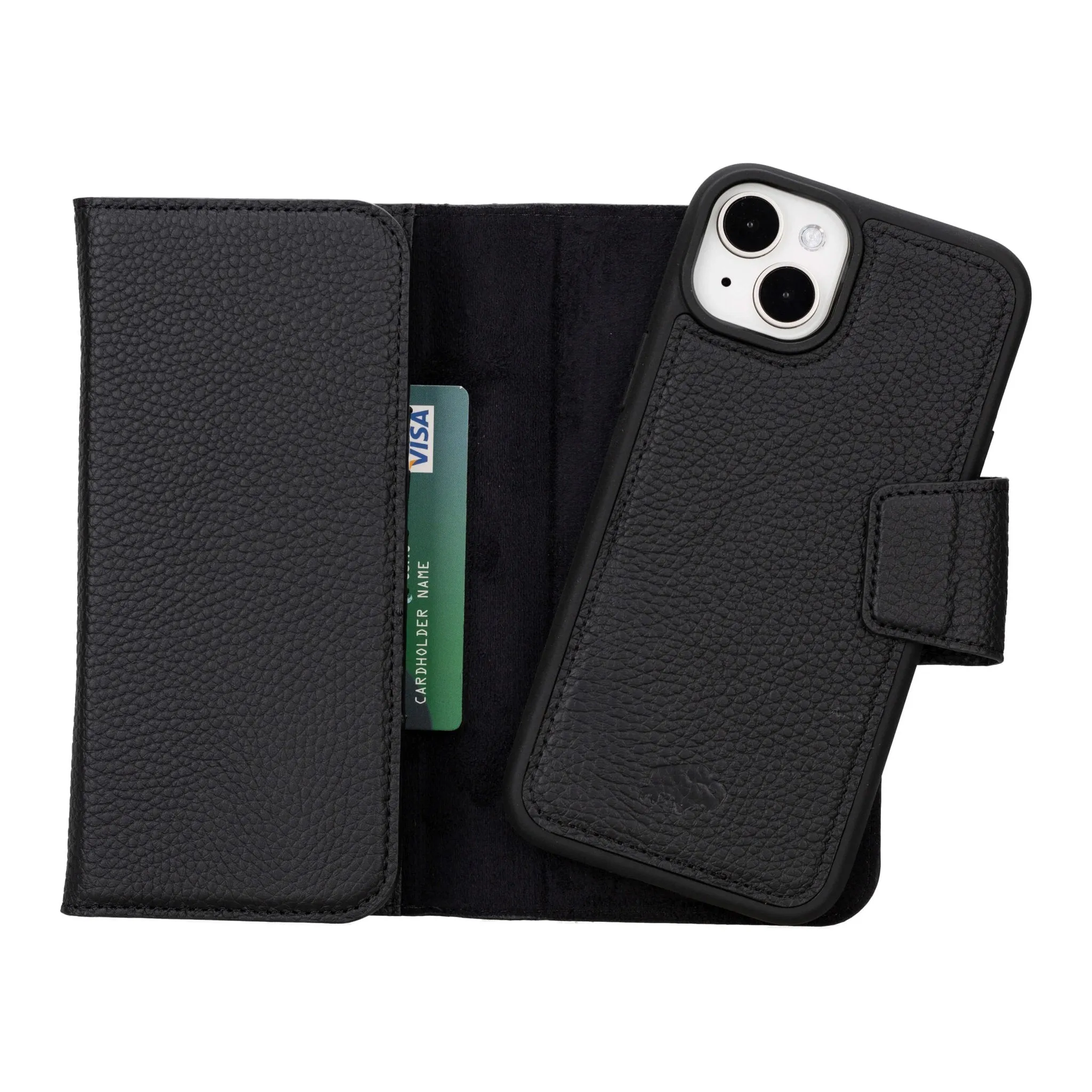 Tudor iPhone 15 Plus Wallet Case, Pebble Black