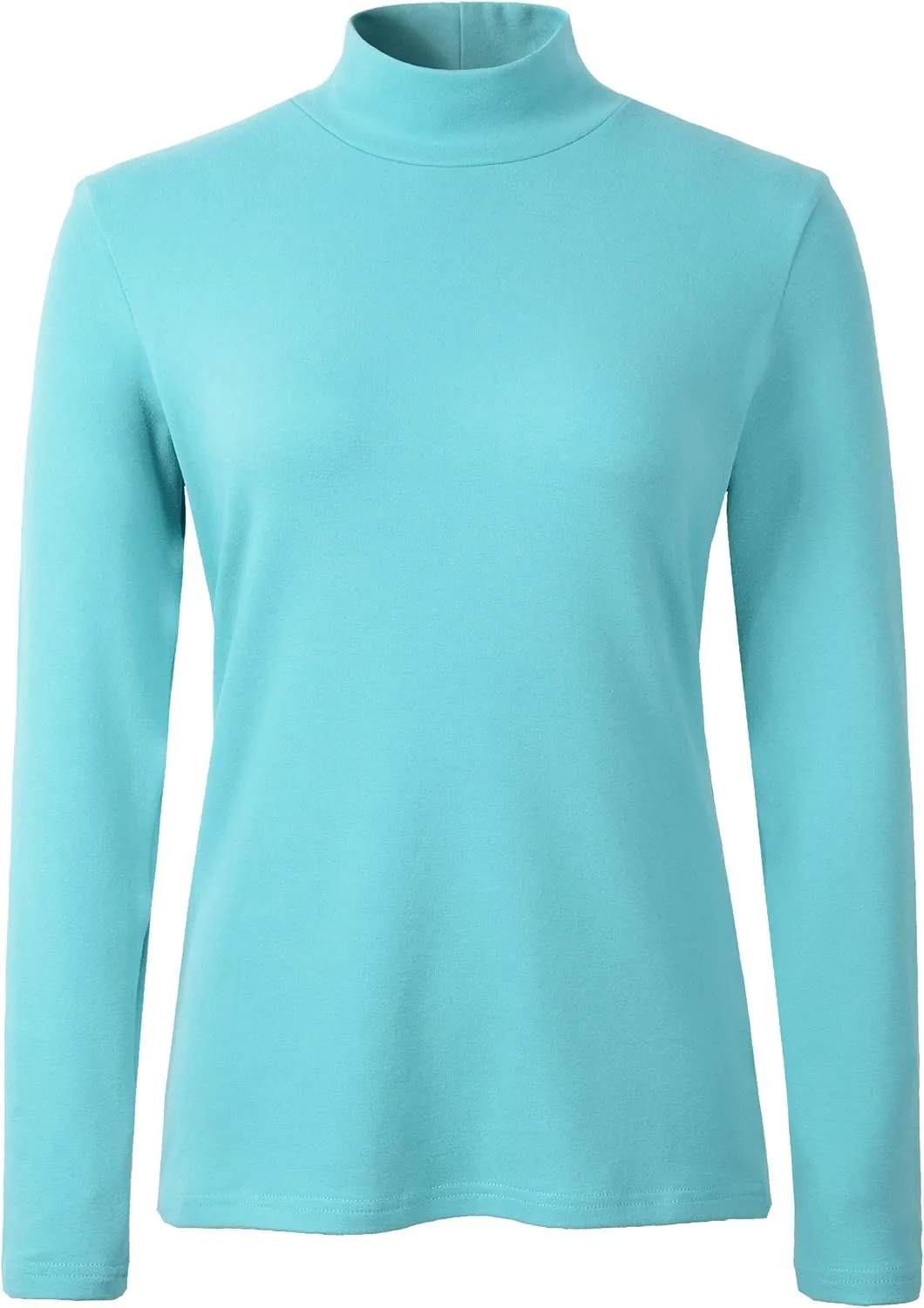 Women's Cotton Mock Turtleneck Long Sleeve Basic Thermal Top