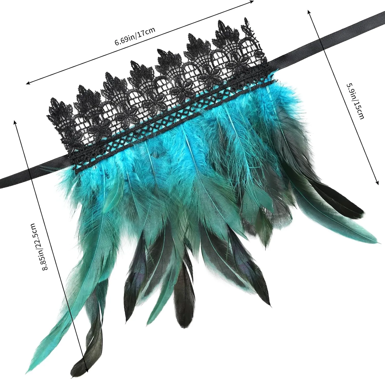 Women's Gothic Lace Feather Gloves Feather Arm Sleeve Wristband Mesh Cuff Cosplay Halloween Costume Accessories
