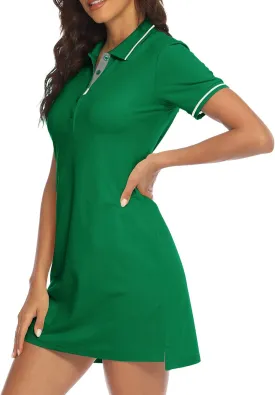 YSENTO Women Tennis Dress Short Sleeve UPF 50  Activewear Athletic Polo Golf Dresses